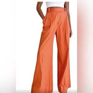 Commense High-Rise Wide Leg Trousers in Orange